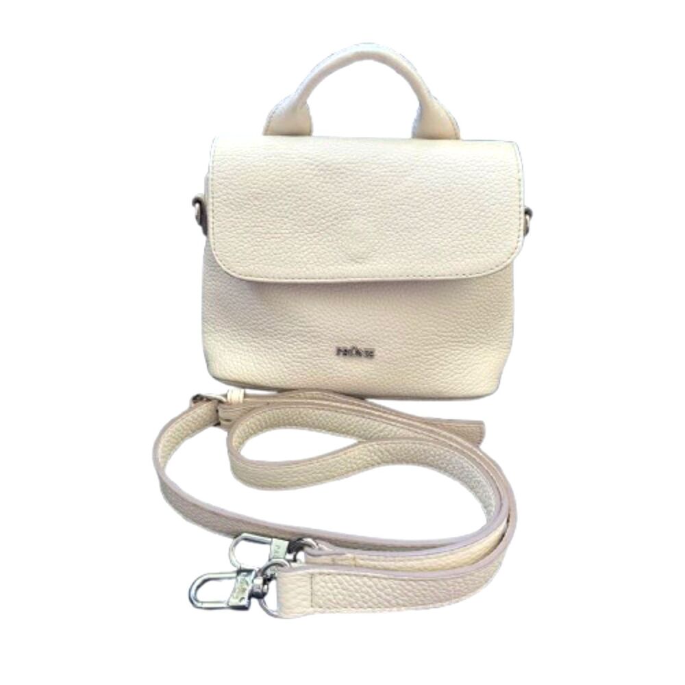 PRÜNE Miss Daisy Leather Satchel Crossbody Bag Cream Ivory White Top Handle